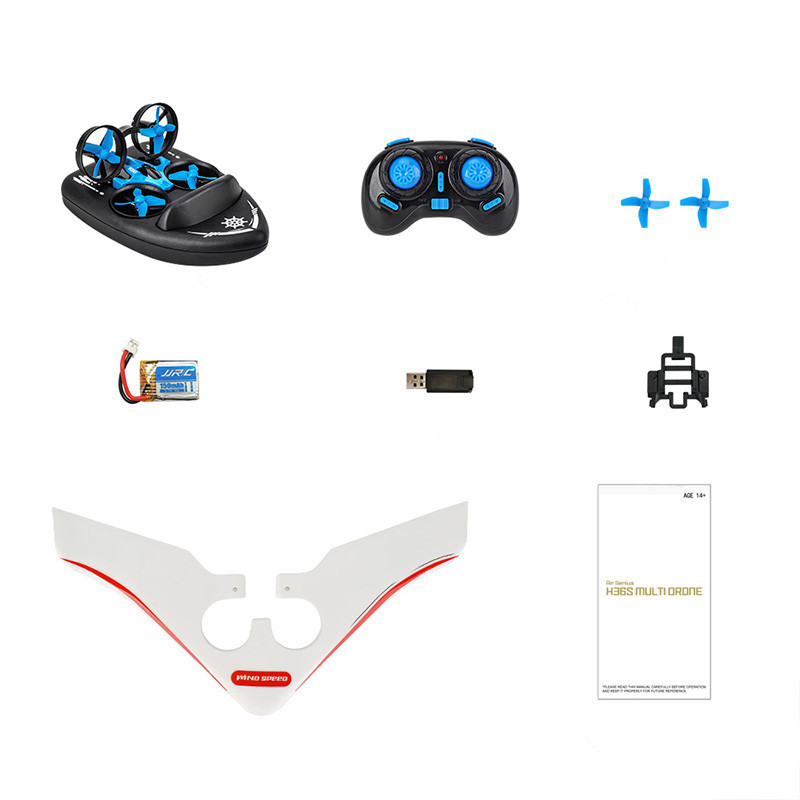 JJRC H36S 2.4G 4 In1 Flying Drone Land Driving Boat Glidering Detachable Quadcopter RTF 3 JJRC H36S 2.4G 4 In1 Flying Drone Land Driving Boat Glidering Detachable Quadcopter RTF