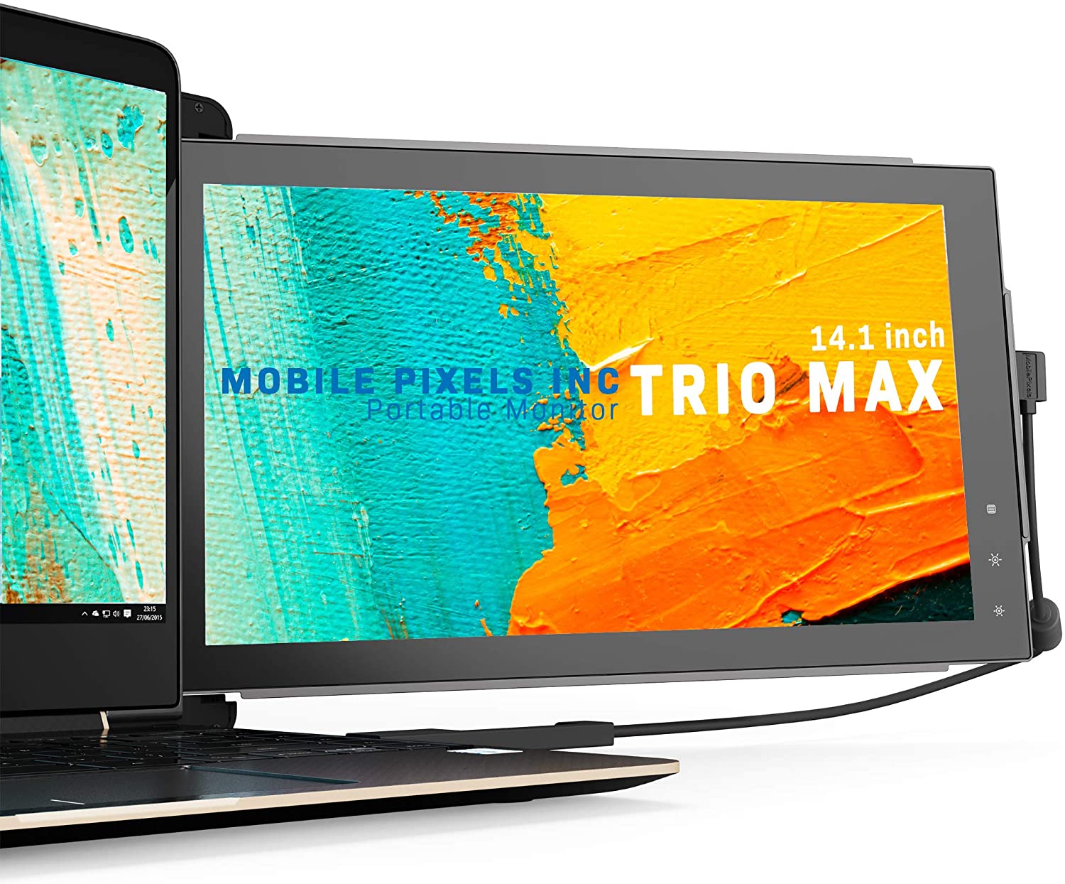 Mobile Pixels Trio Max Portable Monitor, 14'' Full HD IPS Dual Triple monitor for laptops, USB C/USB A powered portable display,Windows/OS/Android/Switch Compatible (One Monitor Only)