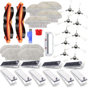 33pcs Replacements for Mijia STYTJO2YM Viomi V2 V2 Pro V3 Vacuum Cleaner Parts Main Brushes*2 Main Brush Cover*1 Side Brushes*10 HEPA Filters*6 Activated Carbons*4 Cleaning Tools*2 Wet Mop Clothes*4 Wet and Dry Mop Clothes*4 [Non-Original]