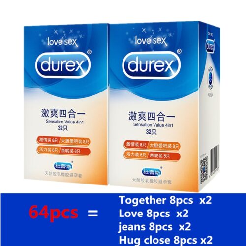 Durex Condom 100/64/32 Pcs Box Natural Latex Smooth Lubricated Contraception 4 Types Condoms for Men Sex Toys Products Wholesale