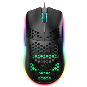 HXSJ J900 Wired Gaming Mouse Honeycomb Hollow RGB Game Mouse with Six Adjustable DPI Ergonomic Design for Desktop Computer Laptop PC