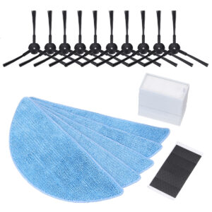 Premium ILIFE Accessories Vacuum Cleaner 25PCS Cloth Mop Vacuum Cleaner Replacement for ILIFE Robot V3 V3 V5 V5S V5S Pro (10 Brushes + 5 Sponge + 5 Filter Cloths + 5 Fasteners)