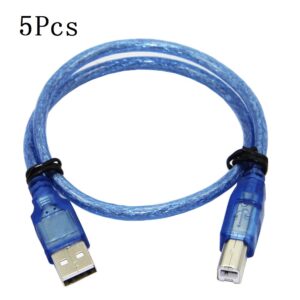 5Pcs 30CM Blue USB 2.0 Type A Male to Type B Male Power Data Transmission Cable For UNO R3 MEGA 2560