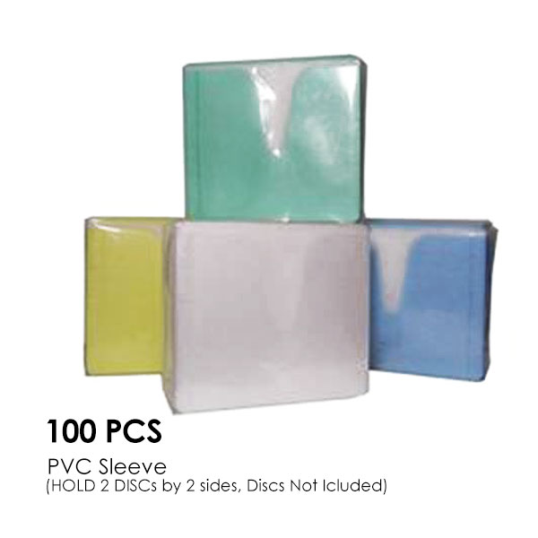 CD-DVD Colour PVC Sleeve Hold 2 Disc (Double Sided / 100PCS/Pack)