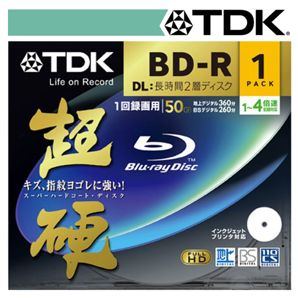 TDK 50GB 4x Speed BD-R Blu-ray Double Layer Recordable Disk 1Pcs Jewel Case  Pack