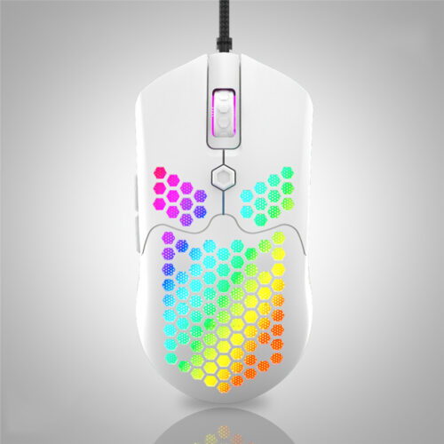 Free-wolf M5 Wired Game Mouse Breathing RGB Colorful Hollow Honeycomb Shape 12000DPI Gaming Mouse USB Wired Gamer Mice for Desktop Computer Laptop PC