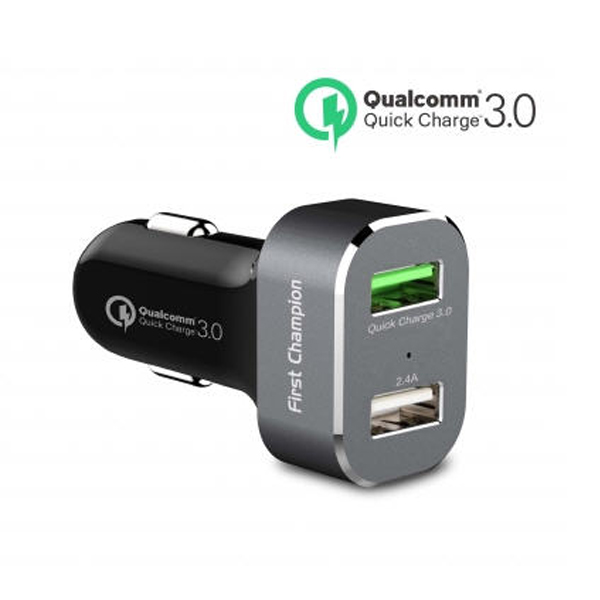 First Champion USB Car Charger - 2 USB Ports with QC 3.0