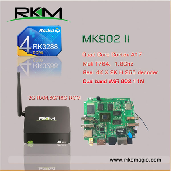 RKM MK902II 16G SMART TV BOX Quad Core RK3288 Android 4.4 2G 16G WIFI BT4.0