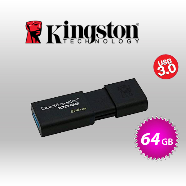 kingston 64GB USB 3.0 FLASH DRIVE (KINDT100G3/64GB)