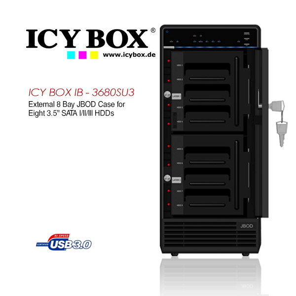 ICY BOX External 8x JBOD enclosure for 8x 3.5" SATA I/II/III HDDs  (IB-3680SU3)