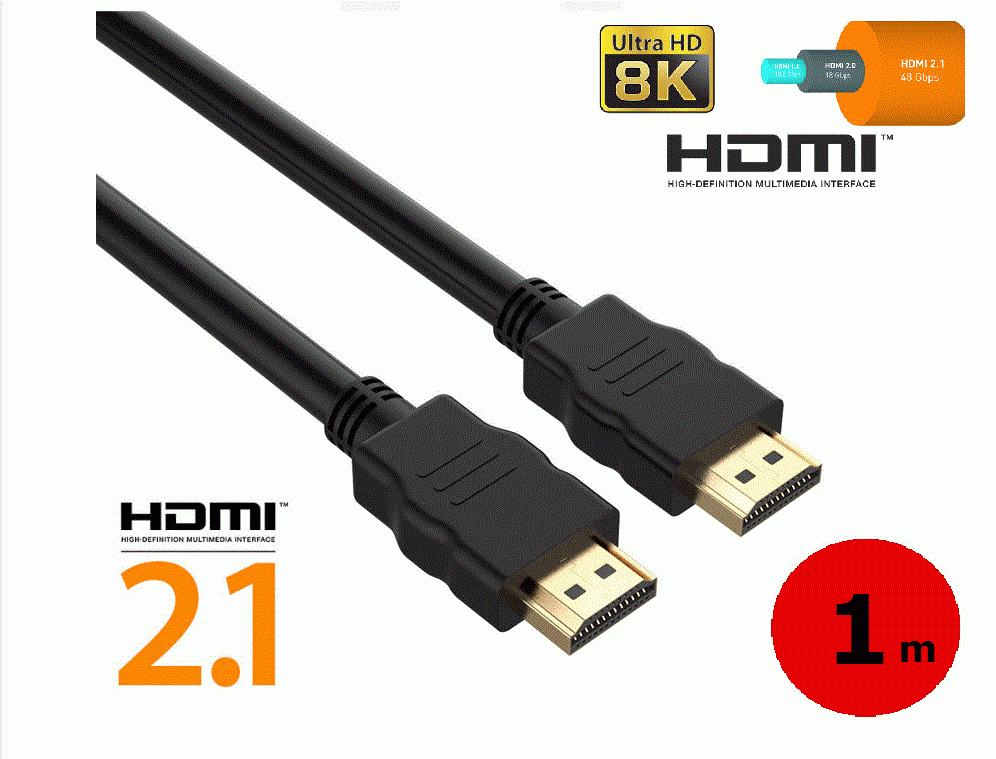 HIGH QUALITY HDMI 2.1 1M Cable Ultra-HD (UHD) 8K  48Gbs with Audio & Ethernet Support