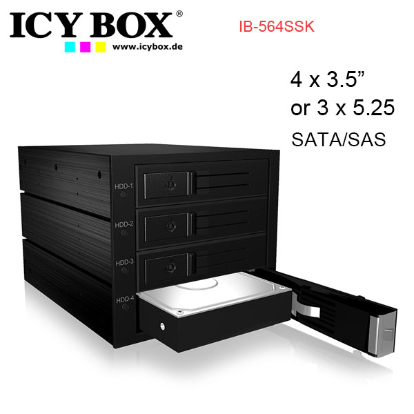 ICY BOX Backplane for 4x 3.5" SATA or SAS HDD in 3x 5.25" bay  (IB-564SSK)