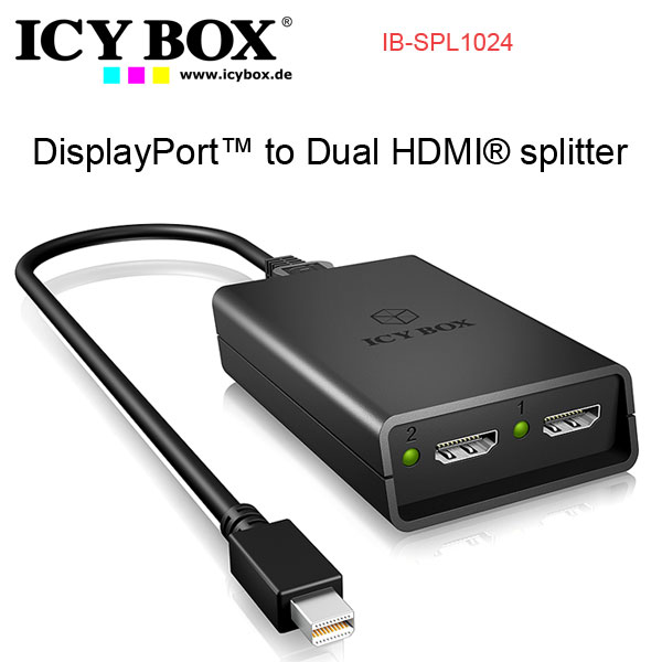 ICYBOX IB-SPL1024 DisplayPort™ to Dual HDMI splitter