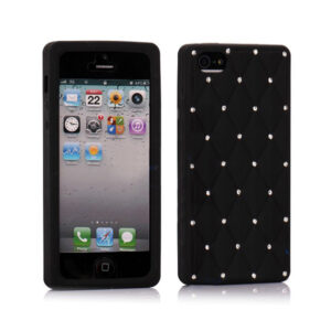 SILICONE CASE WITH DIAMOND DECORATION  FOR IPHONE 5  BLACK