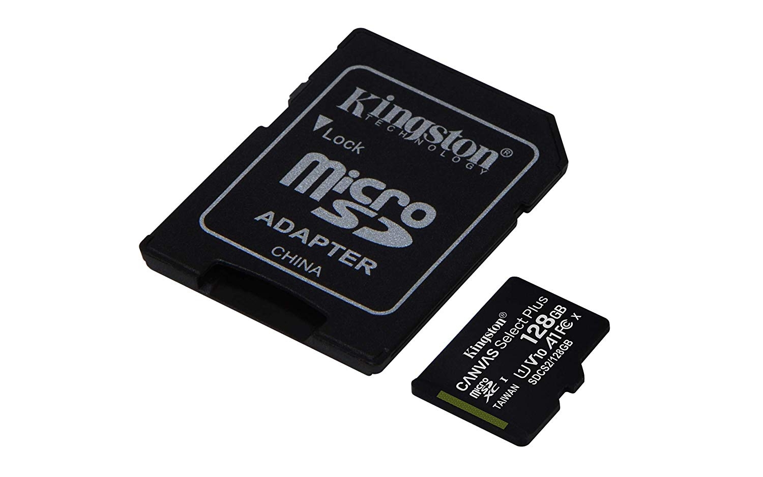 Kingston 128GB microSDXC Canvas Select 100R CL10 UHS-I Card + SD Adapter SDCS2/128GB