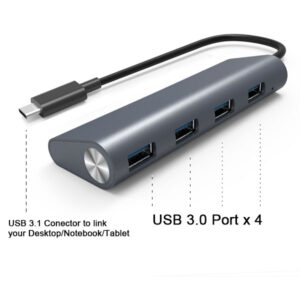 ALUMINUM HOUSING TYPE C USB 3.1 TO USB 3.0 4 PORT HUB