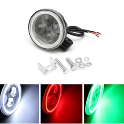 12V 180lm Motorcycle Projector 4 LED Headlight Car Auto Fog Light W/ Angel Eye Halo Ring DRL 2