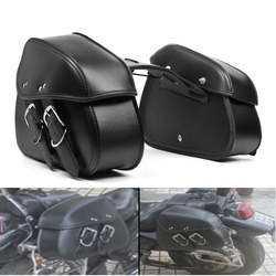 Motorcycle PU Leather Custom Saddlebags Waterproof Saddle Swing Arm Bag Left Right Black 2