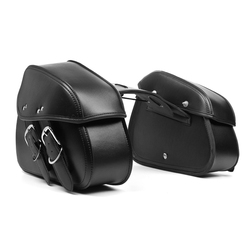 Motorcycle PU Leather Custom Saddlebags Waterproof Saddle Swing Arm Bag Left Right Black 3 Motorcycle PU Leather Custom Saddlebags Waterproof Saddle Swing Arm Bag Left Right Black - Image 3