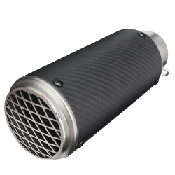 38-62mm Carbon Motorcycle Universal Exhaust Muffler Pipe Stainless Steel w/ Mesh 1