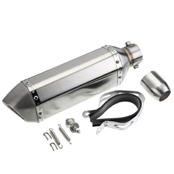 38mm-51mm Motorcycle Slip-on Exhaust Muffler Pipe Sliver Stainless Steel 2 38mm-51mm Motorcycle Slip-on Exhaust Muffler Pipe Sliver Stainless Steel - Image 2