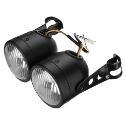 12V H4 35W Dual Twin Motorcycle Headlight Dominator Tracker Streetfighter Headlamp+Bracket 1