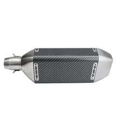 38-51mm Motorcycle Carbon Fiber Exhaust Muffler Pipe Rhombus Metal Universal 7