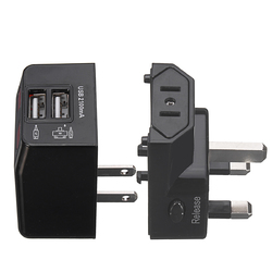 125-250V US/UK/AU/EU Universal World Travel Adapter Plug Dual USB Port w/ Surge Protector 4