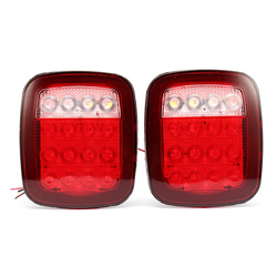 2Pcs LED Car Red White Tail Light Truck Trailer Stop Turn Lamp for Jeep JK TJ CJ YJ 1