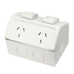 10A Weatherproof Double Powerpoint Outdoor Power Outlet Switch Socket AU 2
