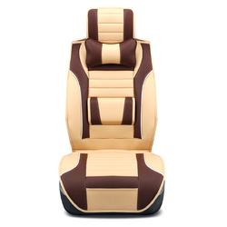 1Pcs Luxury Full Surround Front Rear PU Leather Car Seat Cover Cushion Headrest Pillow 2