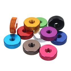 Suleve M5AN1 10Pcs M5 Manual Knurled Thumb Screw Nut Spacer Flat Washer Aluminum Alloy Multicolor 1