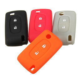 2Button Silicone Key Case Holder Fob Protect Cover For Peugeot 206 2