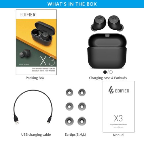 EDIFIER X3 TWS Wireless Bluetooth Earphone bluetooth 5.0 voice assistant touch control voice assistant up to 24hrs playback 7