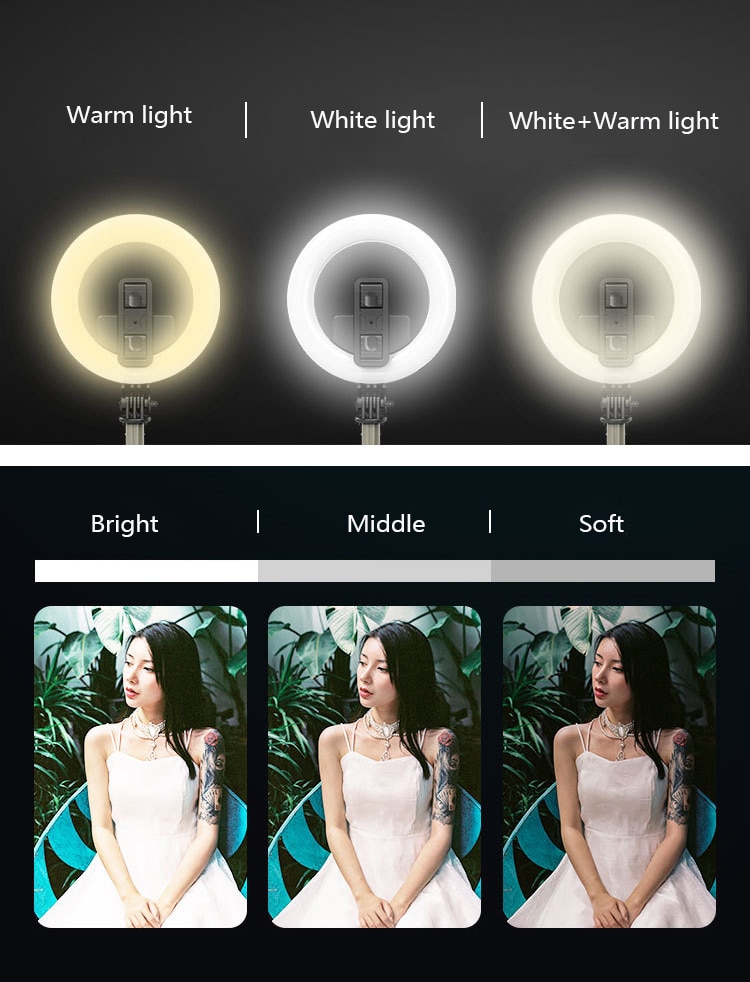 L07 Wireless Bluetooth Selfie Stick Foldable Handheld Remote Shutter Tripod With 5" LED Ring Photography Light For Android IOS 4 L07 Wireless Bluetooth Selfie Stick Foldable Handheld Remote Shutter Tripod With 5" LED Ring Photography Light For Android IOS - Image 4