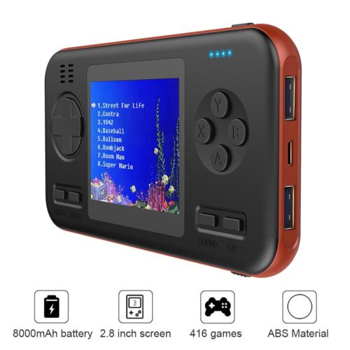Multifunctional 2.8 inch Color Screen Handheld Portable Game Console Power Bank Built-in 416 Classic Games 146X77X18mm 3