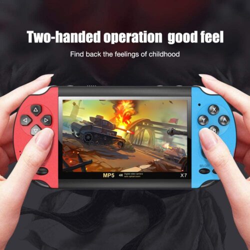 Powkiddy X7 4.3 inch LCD Handheld Game Player 8GB Pocket Game Console 5.1 Stereo Surround Multifunction Console with 3000 Games 3