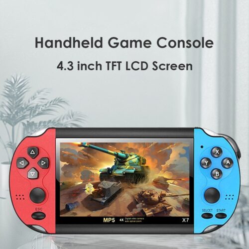 Powkiddy X7 4.3 inch LCD Handheld Game Player 8GB Pocket Game Console 5.1 Stereo Surround Multifunction Console with 3000 Games 4