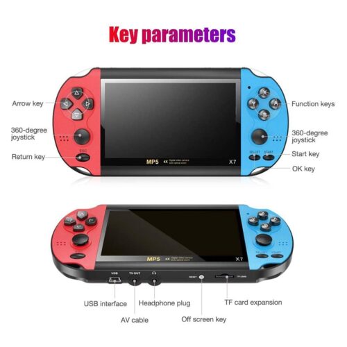 Powkiddy X7 4.3 inch LCD Handheld Game Player 8GB Pocket Game Console 5.1 Stereo Surround Multifunction Console with 3000 Games 6