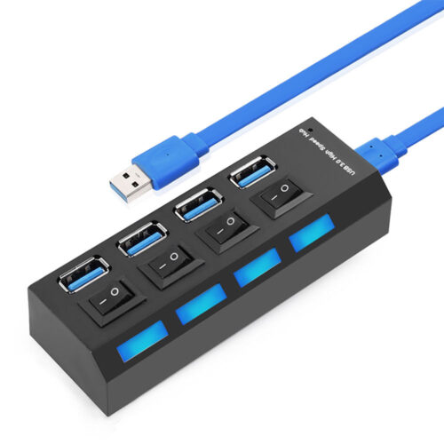 UK/US/AU/EU Plug USB 3.0 Hub Multi USB Splitter 4 Ports 5Gbps Speed Use Power Adapter With Switch For Mobile phone computer D30 2