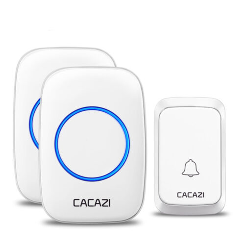 CACAZI 2 Receiver 1 Transmitter 300M Wireless Remote Waterproof LED Indicator Digital DC Doorbell 3