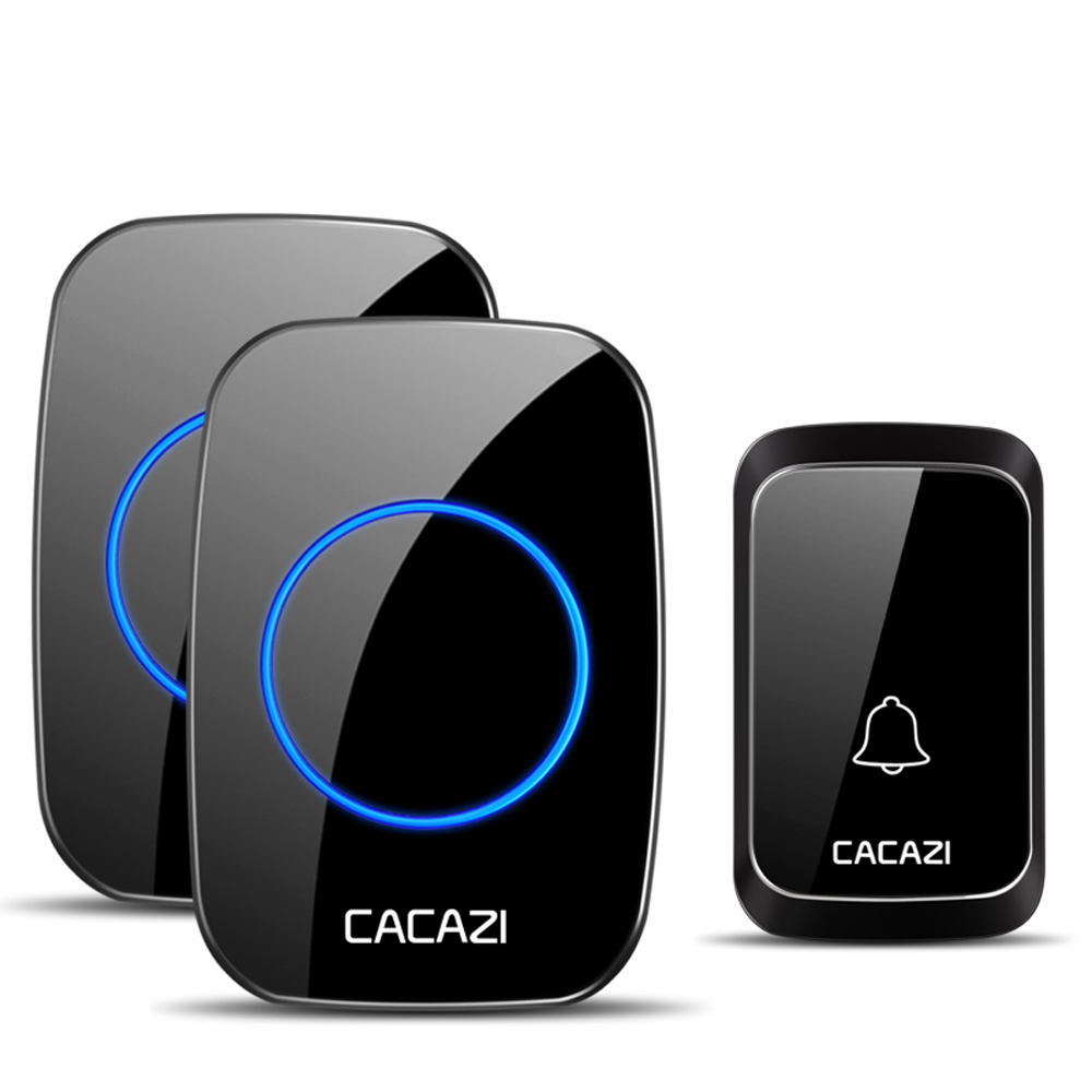 CACAZI 2 Receiver 1 Transmitter 300M Wireless Remote Waterproof LED Indicator Digital DC Doorbell 1