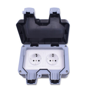 IP66 Weatherproof Waterproof Outdoor EU Wall Power Socket 16A Double EU Standard Electrical Outlet Grounded