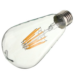 E27 ST64 8W Warm White Non-Dimmable COB LED Filament Retro Edison Bulbs 220V 6