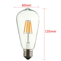 E27 ST64 8W Warm White Non-Dimmable COB LED Filament Retro Edison Bulbs 220V 7