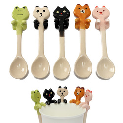 Cute Cartoon Animal Ceramic Hanging Coffee Scoop Milk Tea Soup Spoon Tableware Decor 2