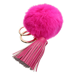 Car Keychain Handbag KeyRing Fashion Beaver Rabbit Fur Ball PomPom with Tassel 2 Car Keychain Handbag KeyRing Fashion Beaver Rabbit Fur Ball PomPom with Tassel - Image 2
