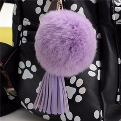 Car Keychain Handbag KeyRing Fashion Beaver Rabbit Fur Ball PomPom with Tassel 5 Car Keychain Handbag KeyRing Fashion Beaver Rabbit Fur Ball PomPom with Tassel - Image 5
