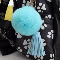Car Keychain Handbag KeyRing Fashion Beaver Rabbit Fur Ball PomPom with Tassel 6 Car Keychain Handbag KeyRing Fashion Beaver Rabbit Fur Ball PomPom with Tassel - Image 6