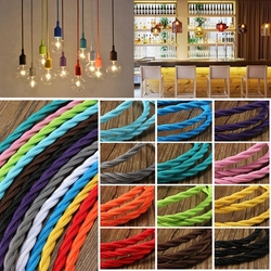 3m Vintage Colored DIY Twist Braided Fabric Flex Cable Wire Cord Electric Light Lamp 3